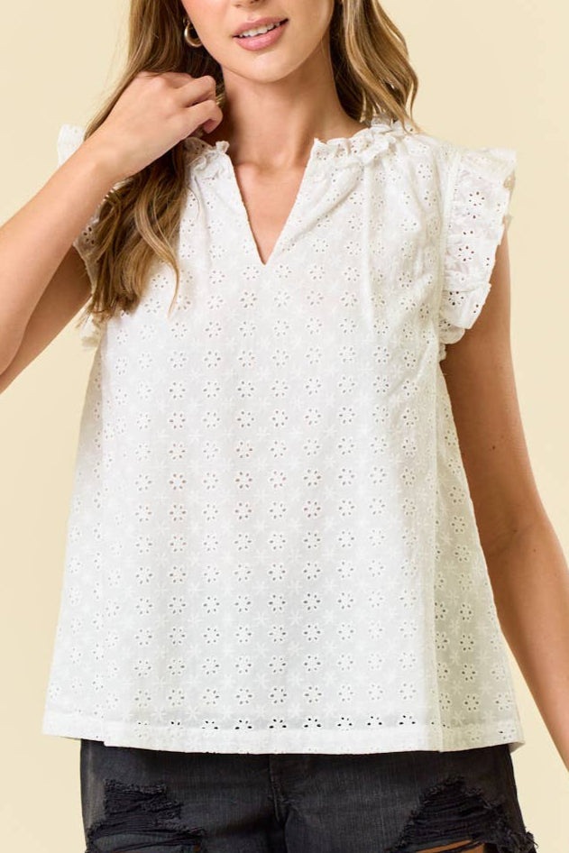 White Eyelet Top