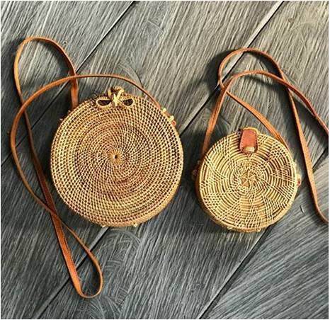Round Woven Crossbody Purse