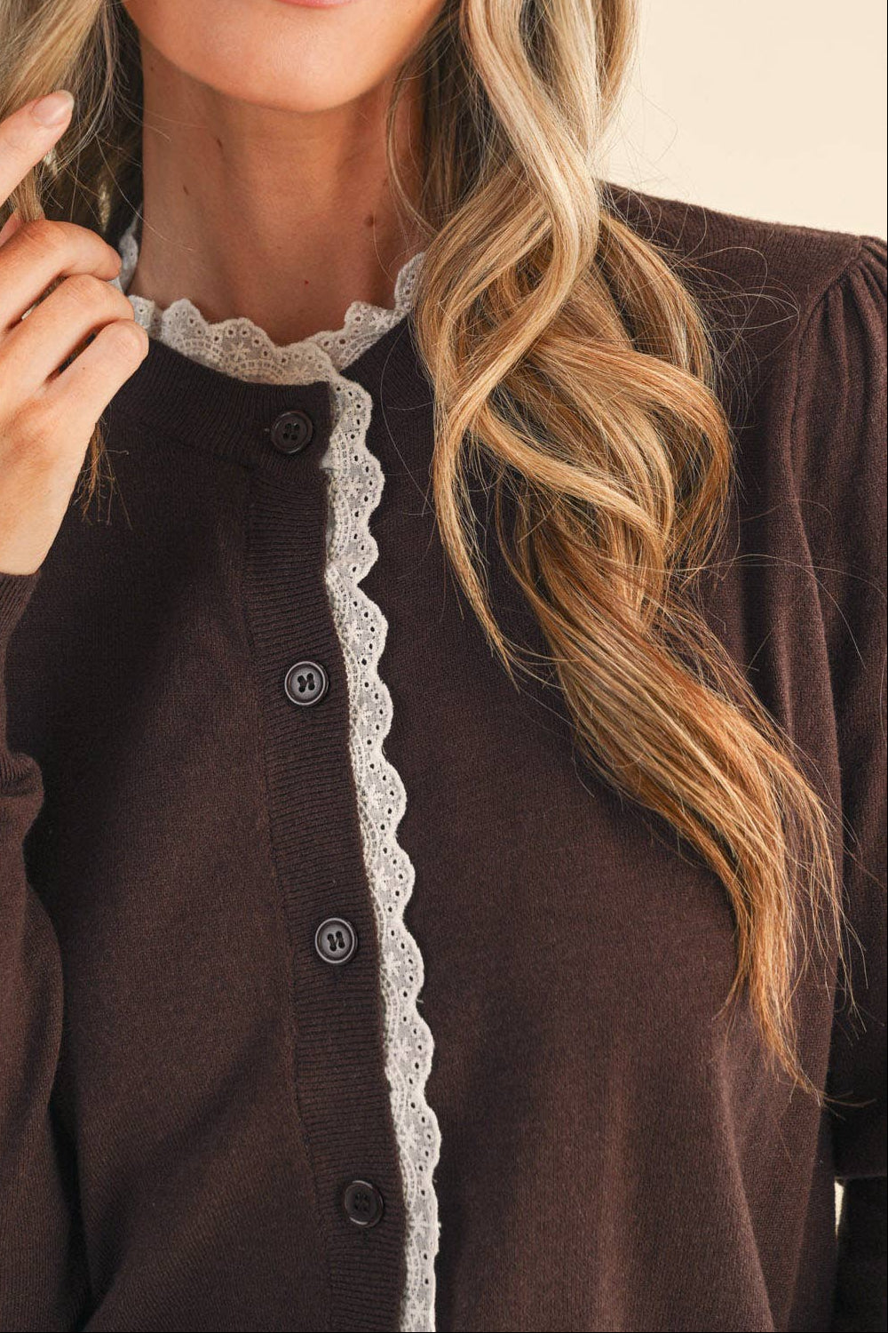 Lace Trim Cardigan Sweater