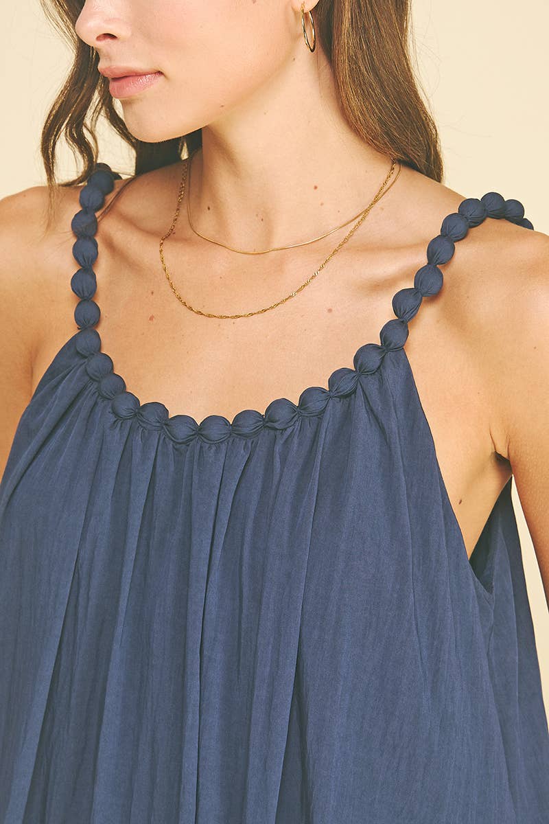 Ball Trim Navy Maxi Dress