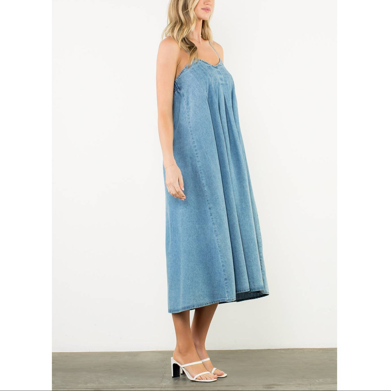 Denim Strap Midi Dress