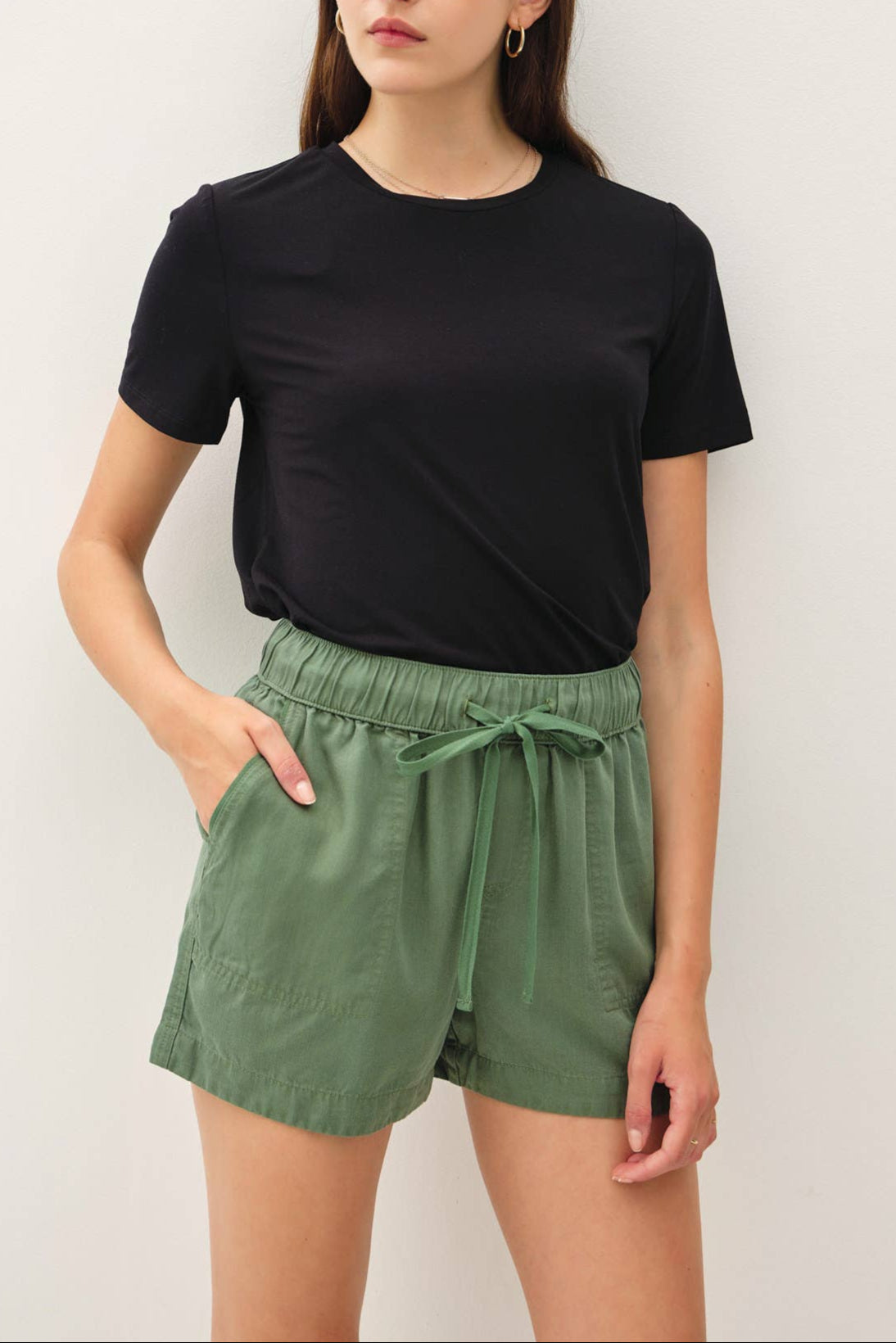 Green Tencel Shorts