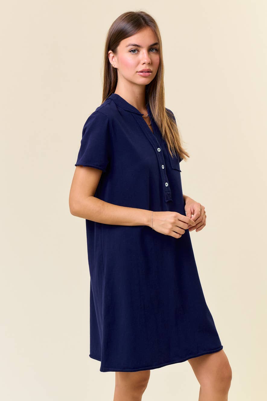 Navy Henley Dress