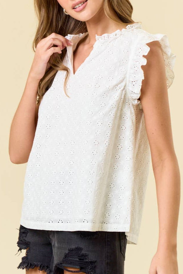 White Eyelet Top