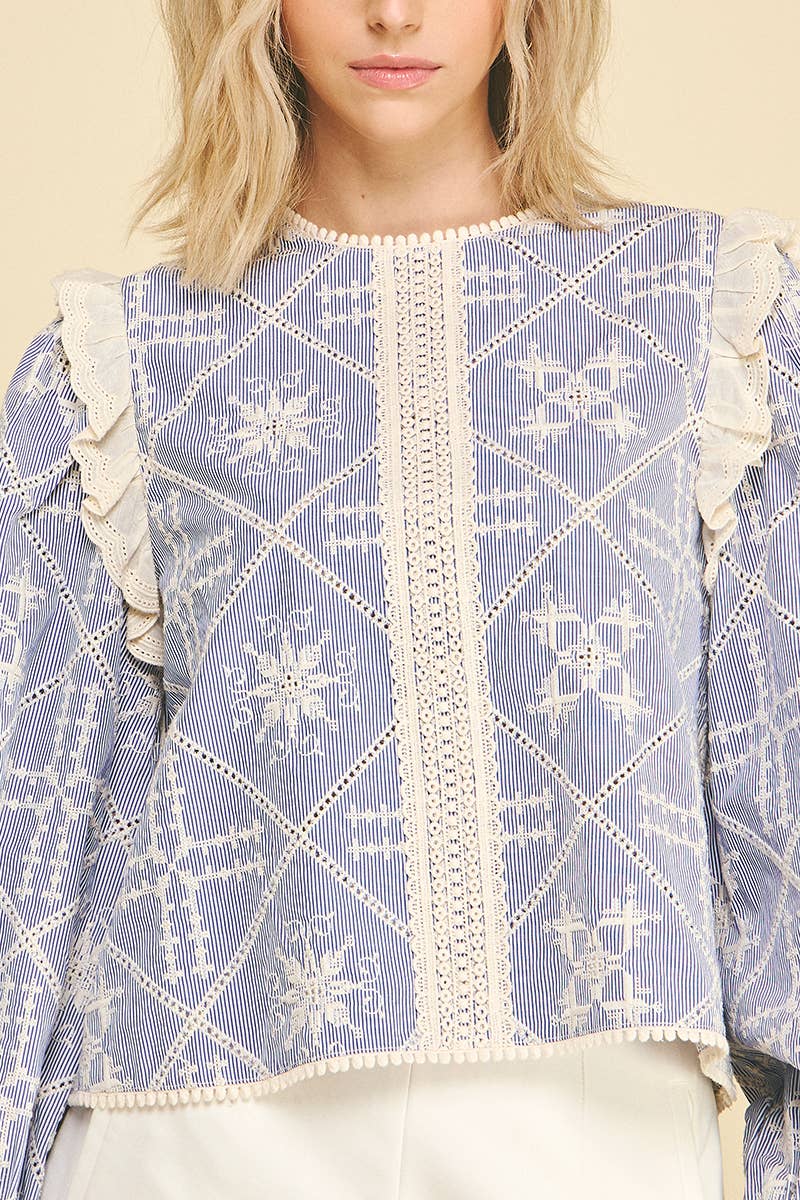 Emma Lace Embroidered Top