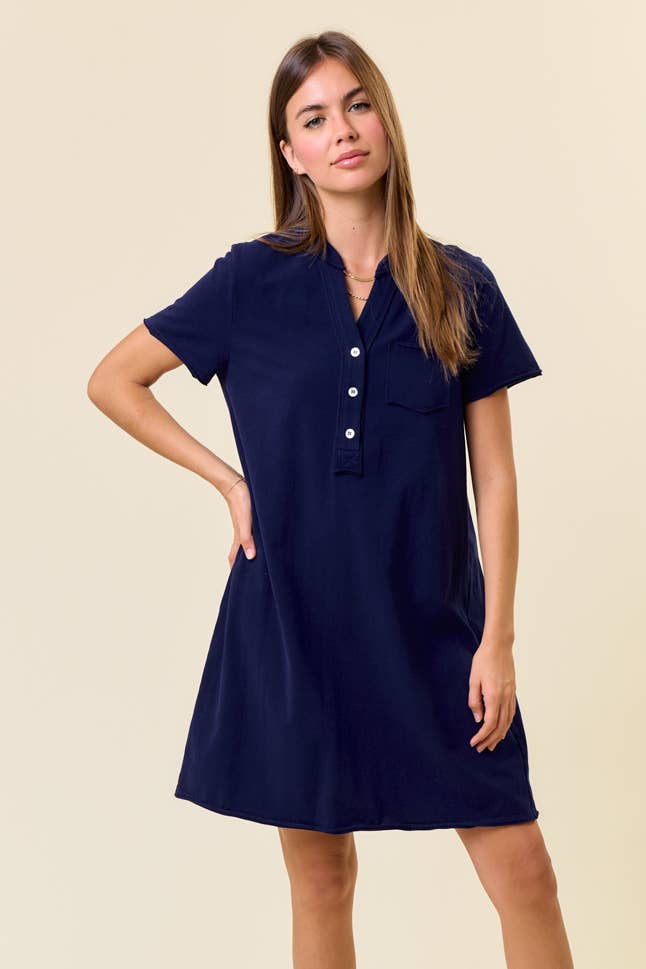 Navy Henley Dress