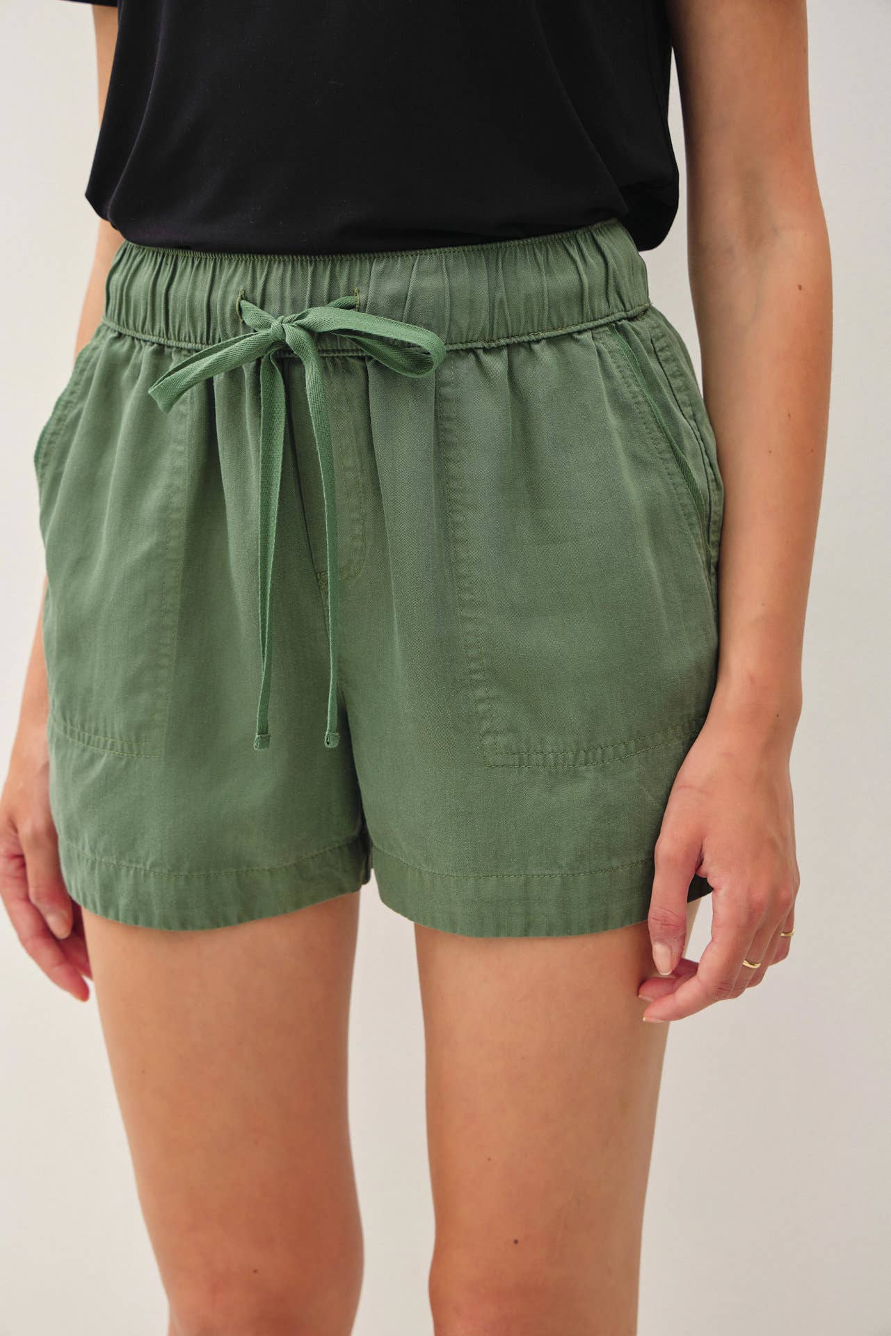 Green Tencel Shorts