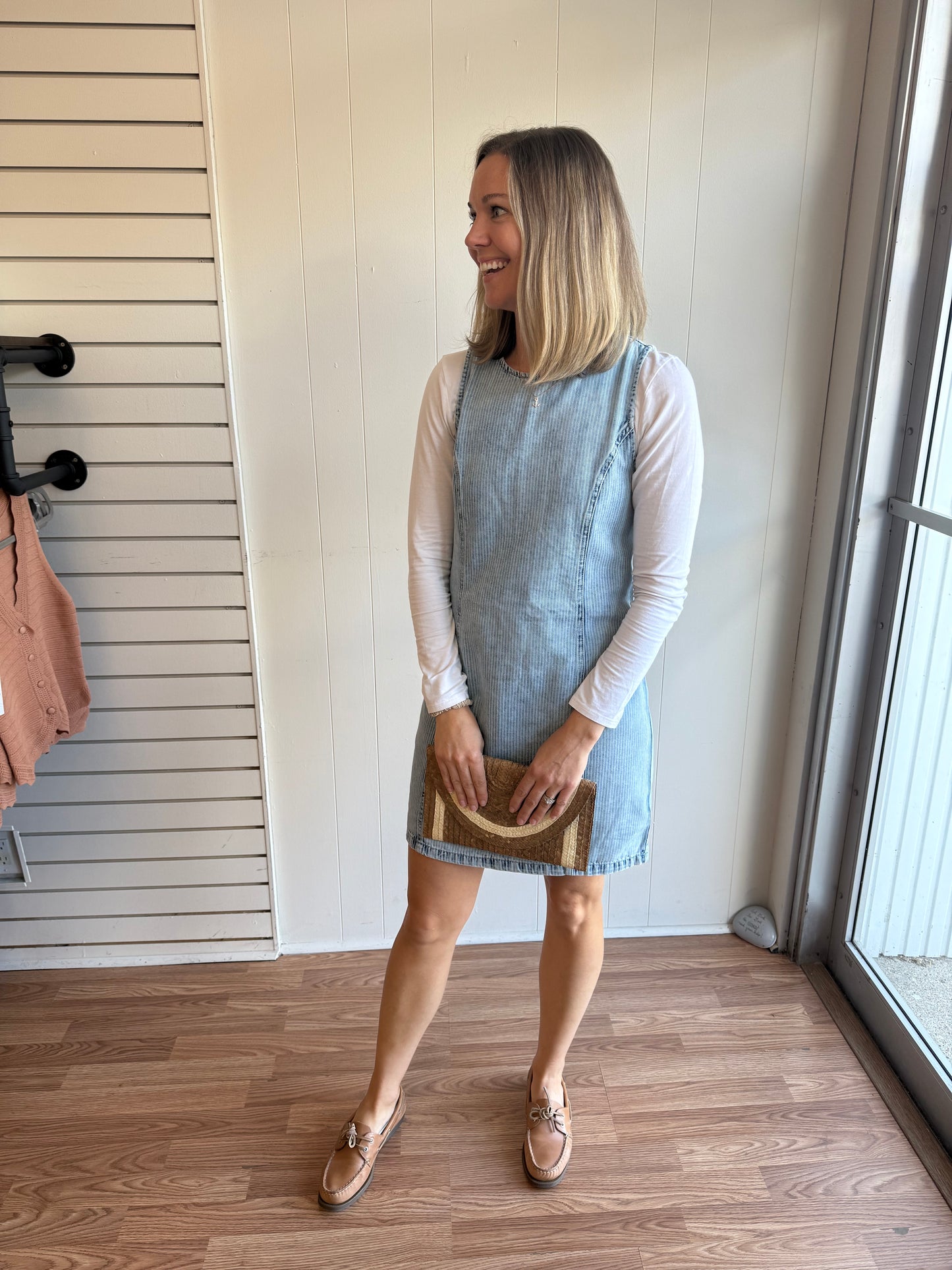 Denim Striped Jumper Dress