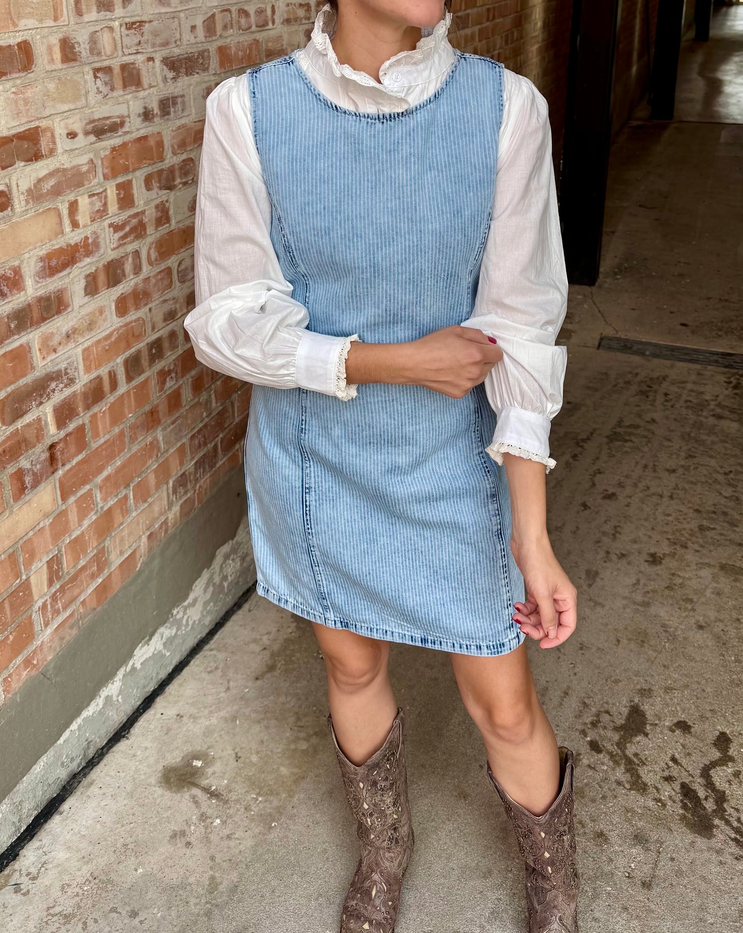 Denim Striped Jumper Dress