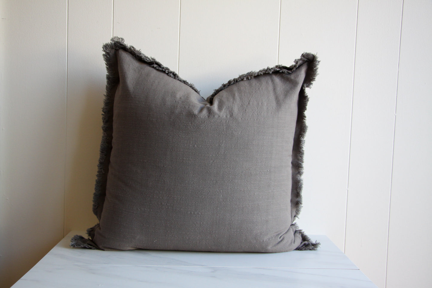 Dark Gray Fringe Pillow
