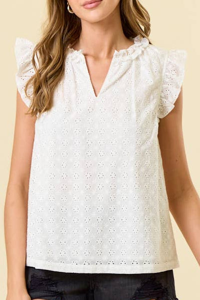 White Eyelet Top