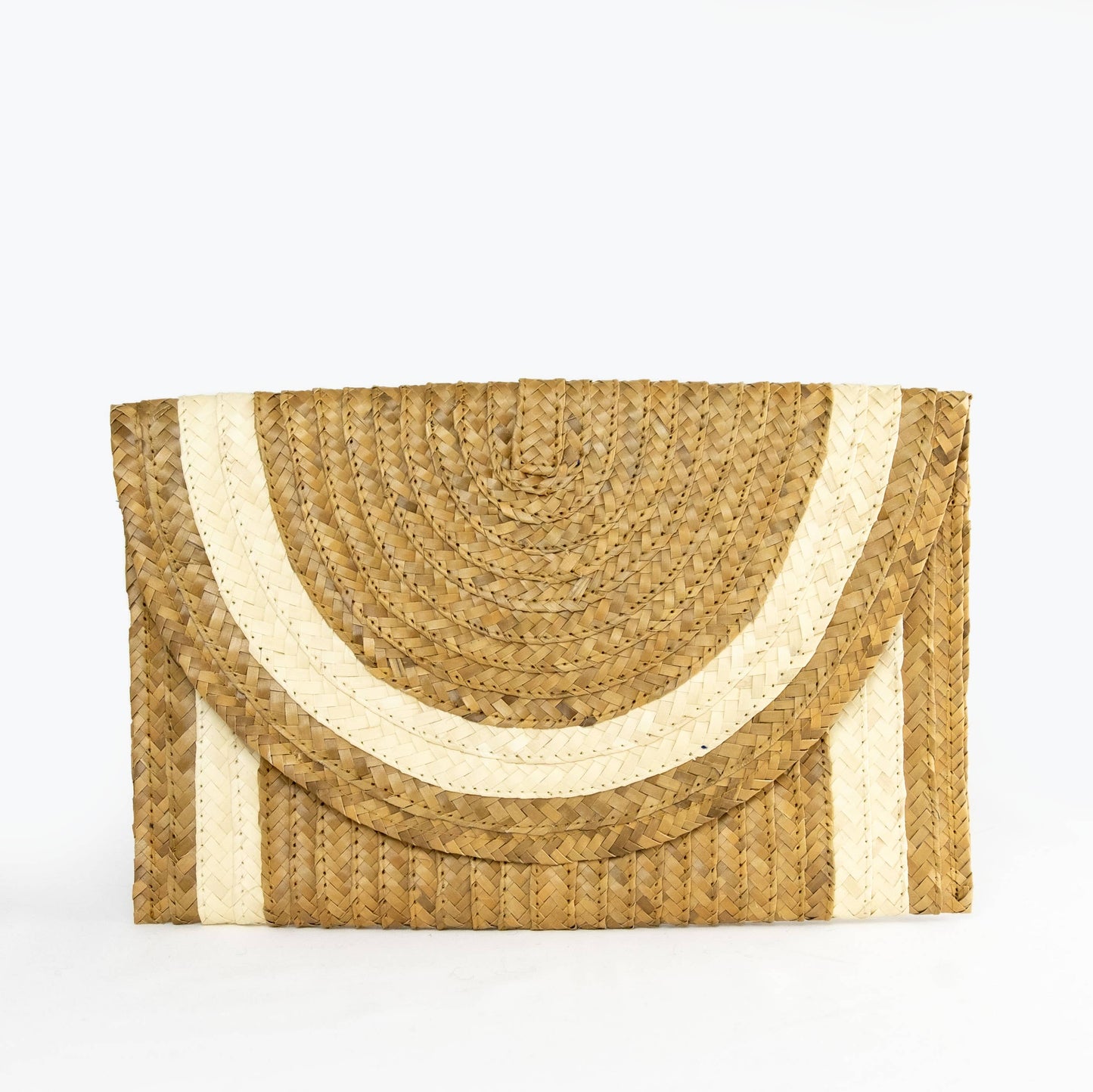 Straw Clutch Purse Natural and Ivory