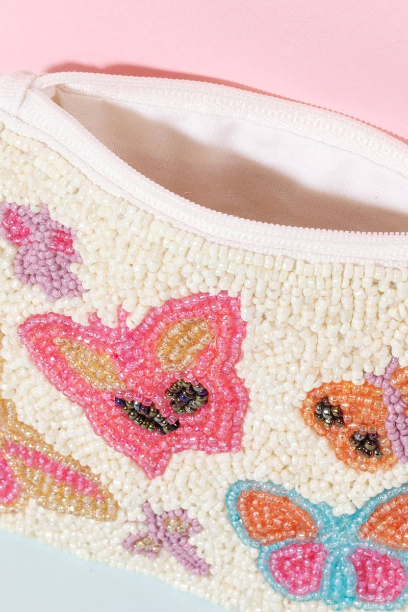 Butterfly Beaded Coin Purse