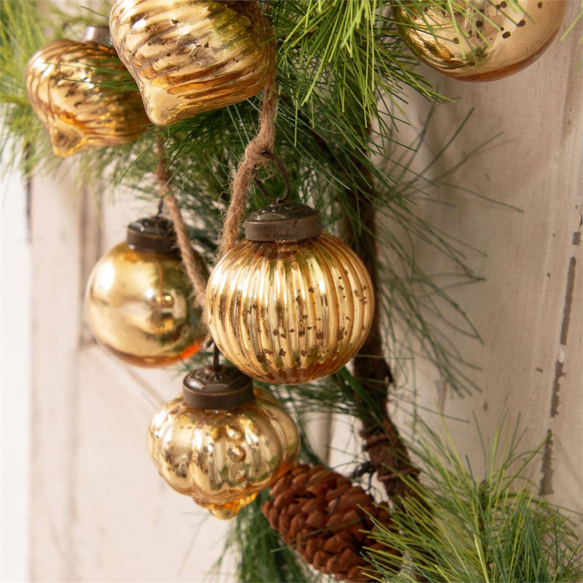 Gold Mercury Glass Ornament Garland