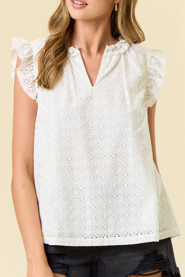 White Eyelet Top