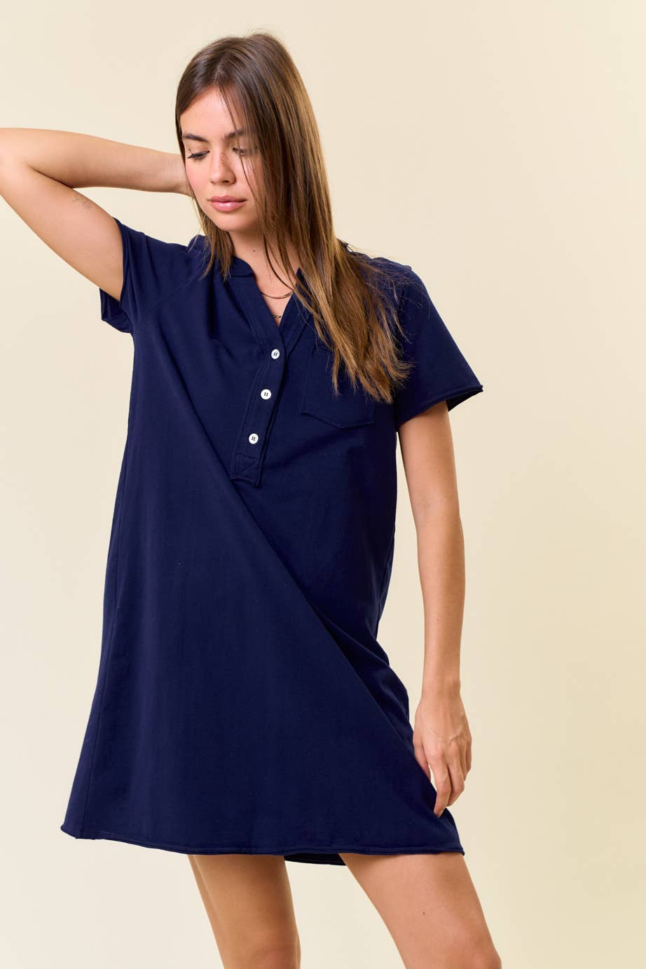 Navy Henley Dress