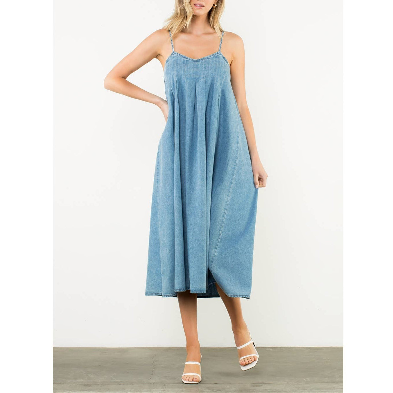 Denim Strap Midi Dress