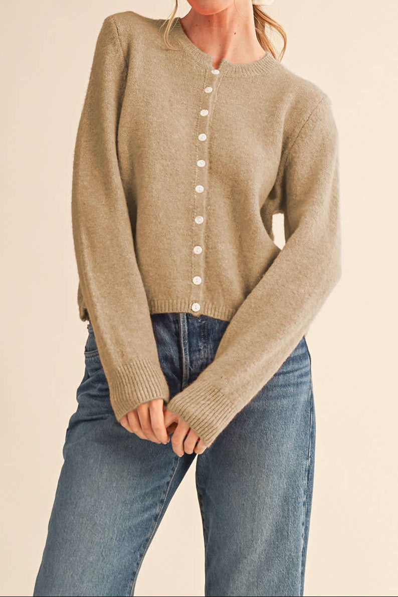Marled Knit Cardigan Sweater