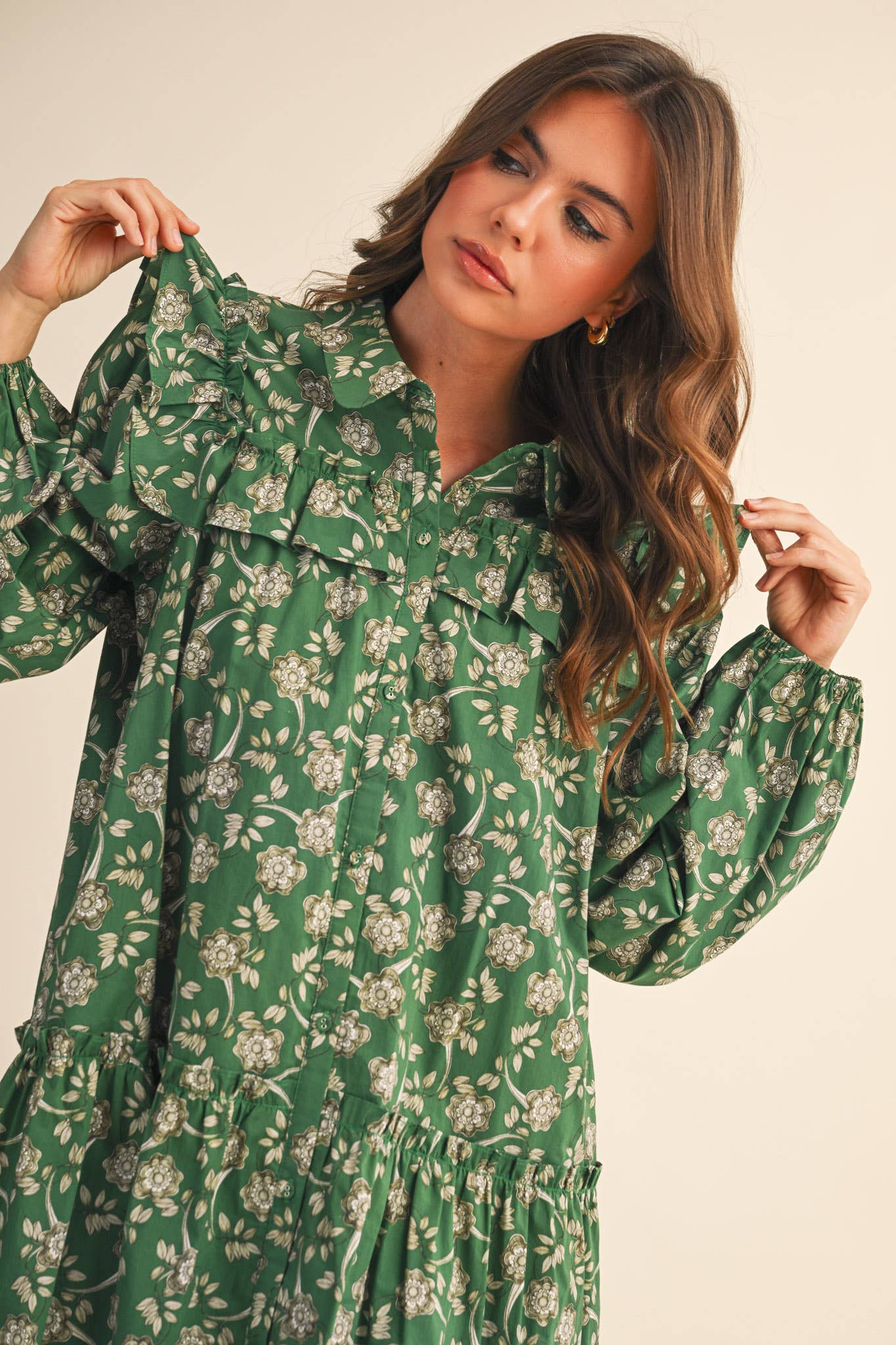 Ruffle Trim Mini Dress