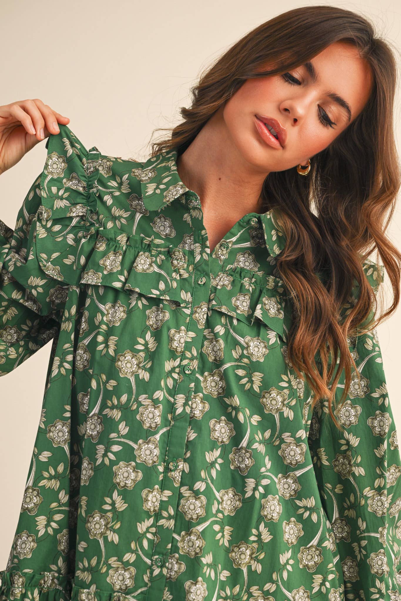 Ruffle Trim Mini Dress