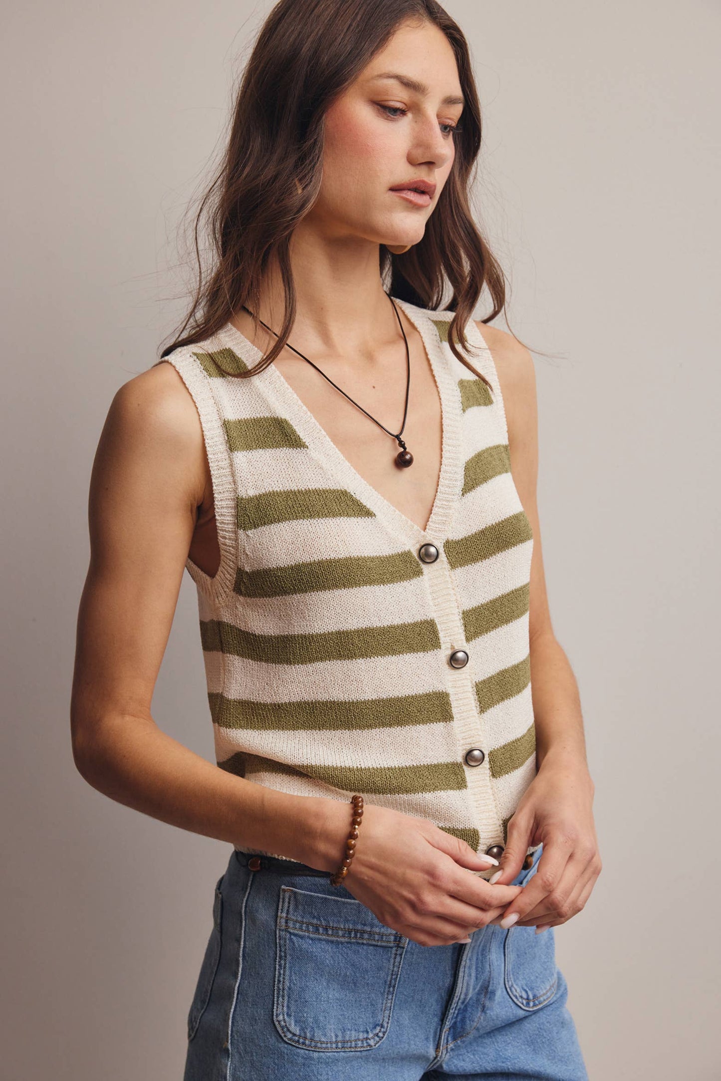 Striped Knit Vest Top