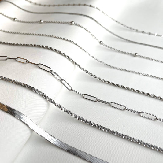 Silver Layering Necklaces - Stainless Steel