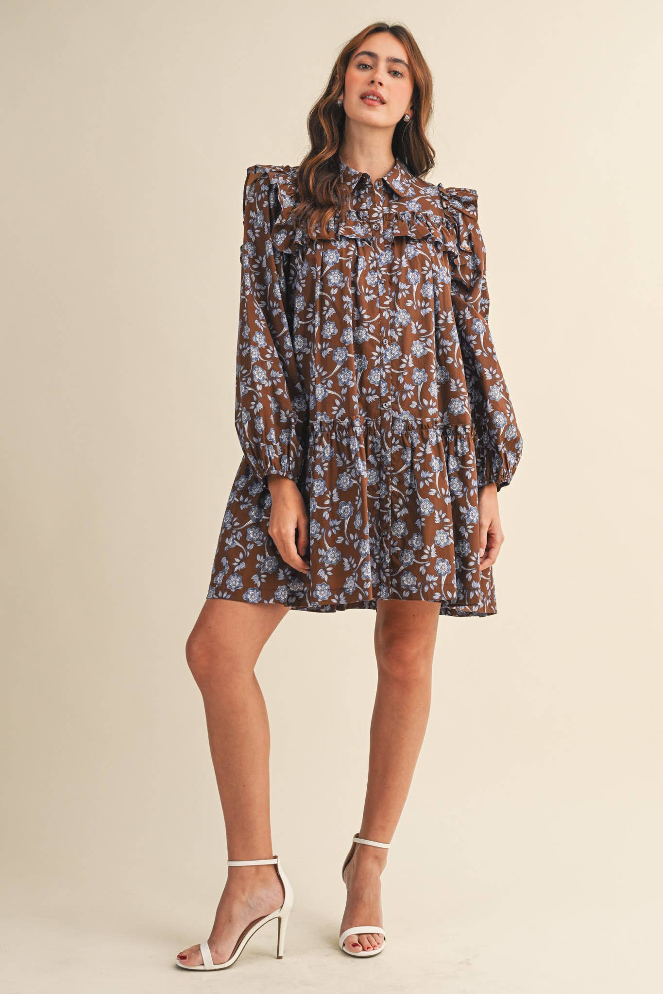 Ruffle Trim Mini Dress