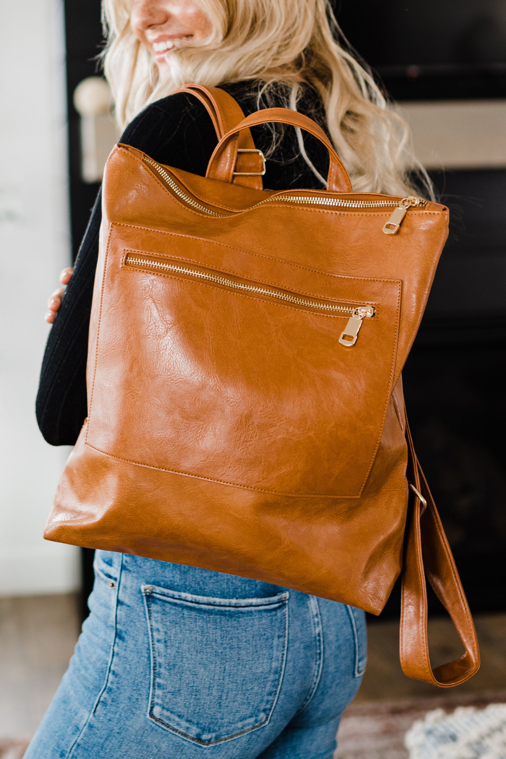 Reese Oversized Camel Backpack