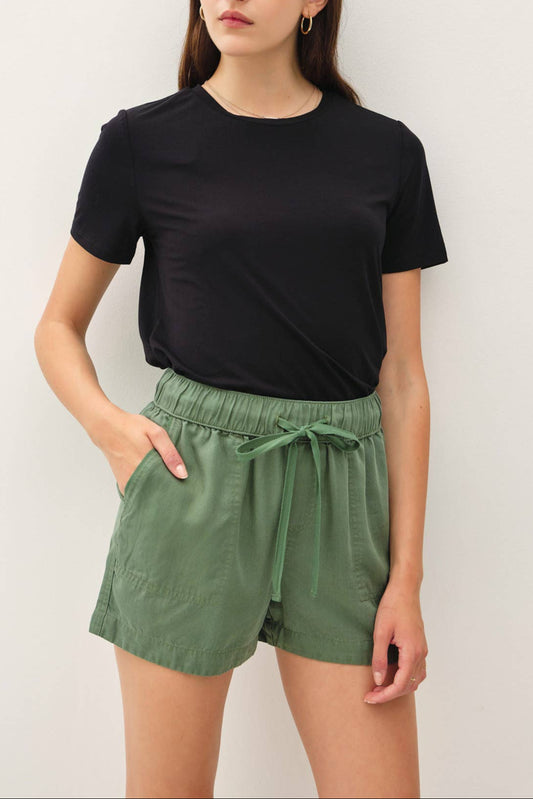 Green Tencel Shorts