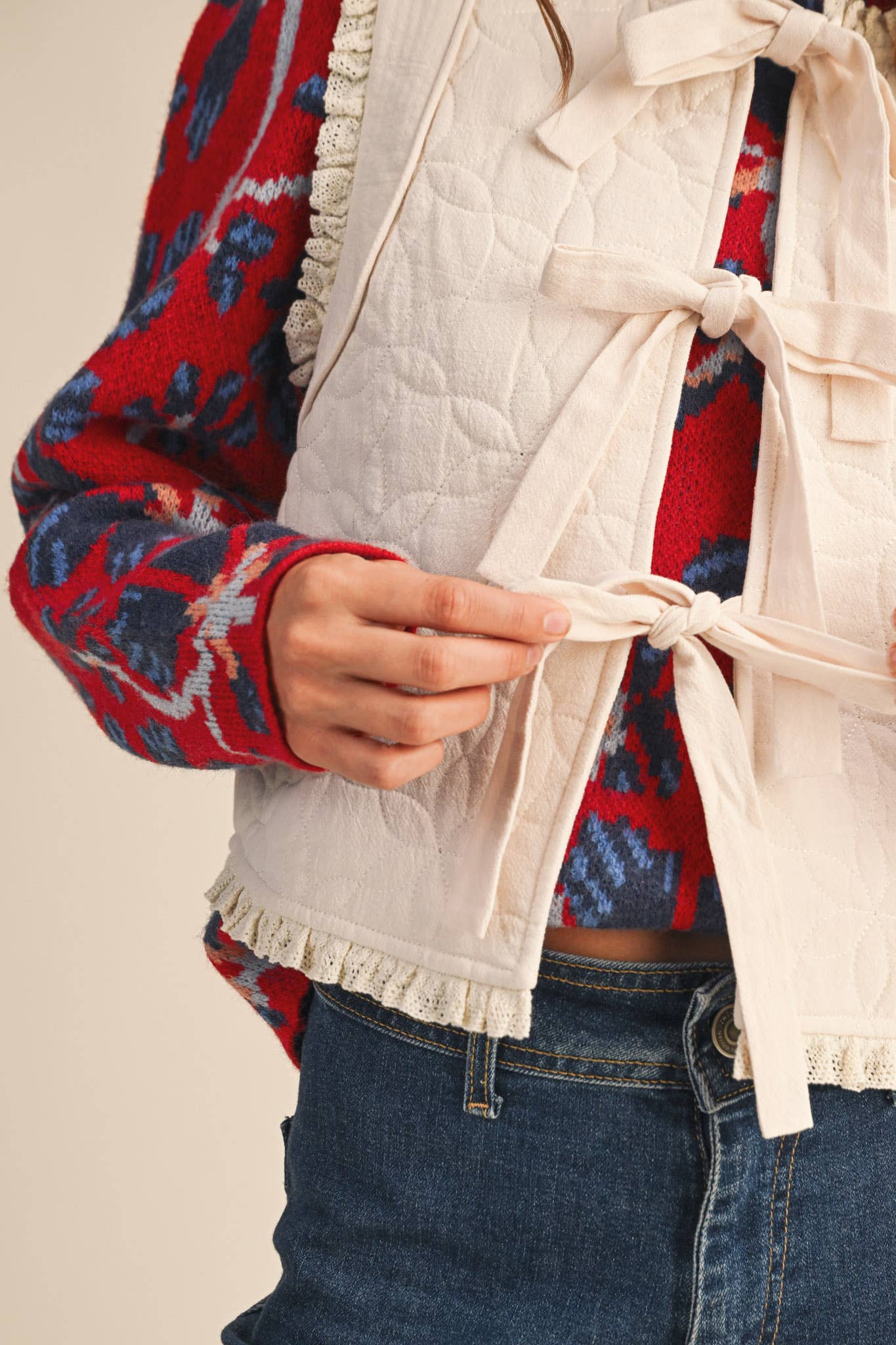 Quilted Tying Vest