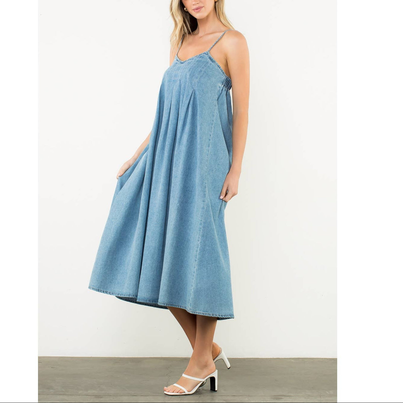 Denim Strap Midi Dress
