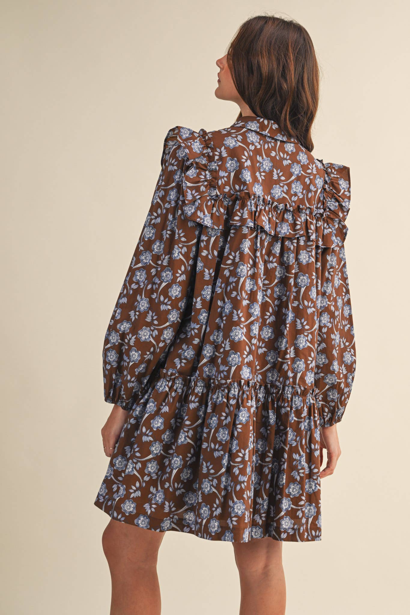 Ruffle Trim Mini Dress