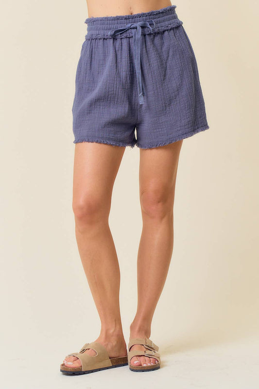 Navy Gauze Shorts