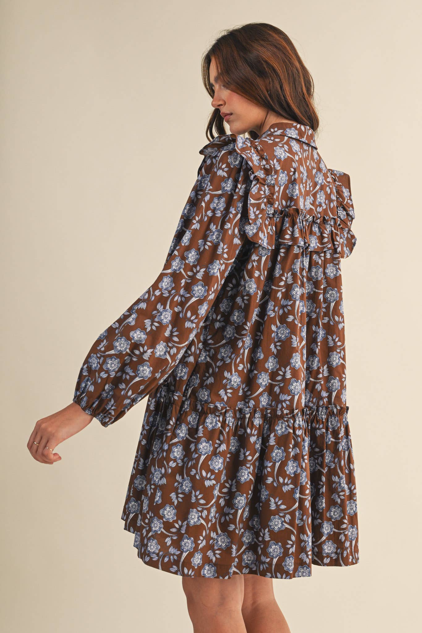 Ruffle Trim Mini Dress