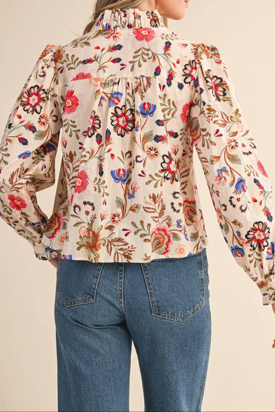 Floral Ruffled Button Down