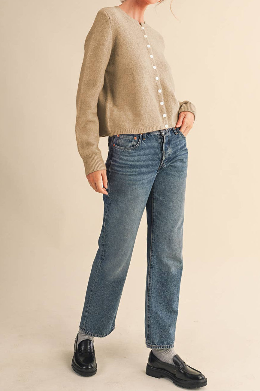 Marled Knit Cardigan Sweater