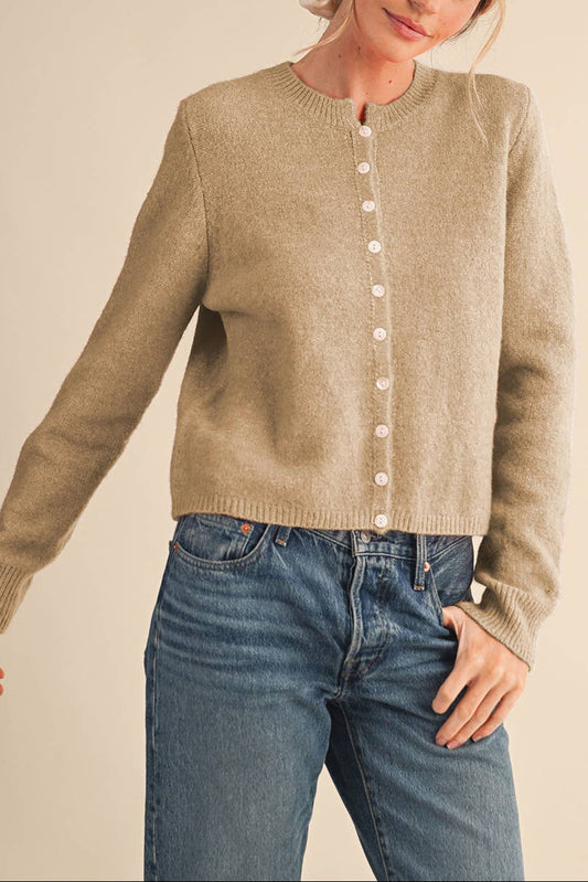 Marled Knit Cardigan Sweater