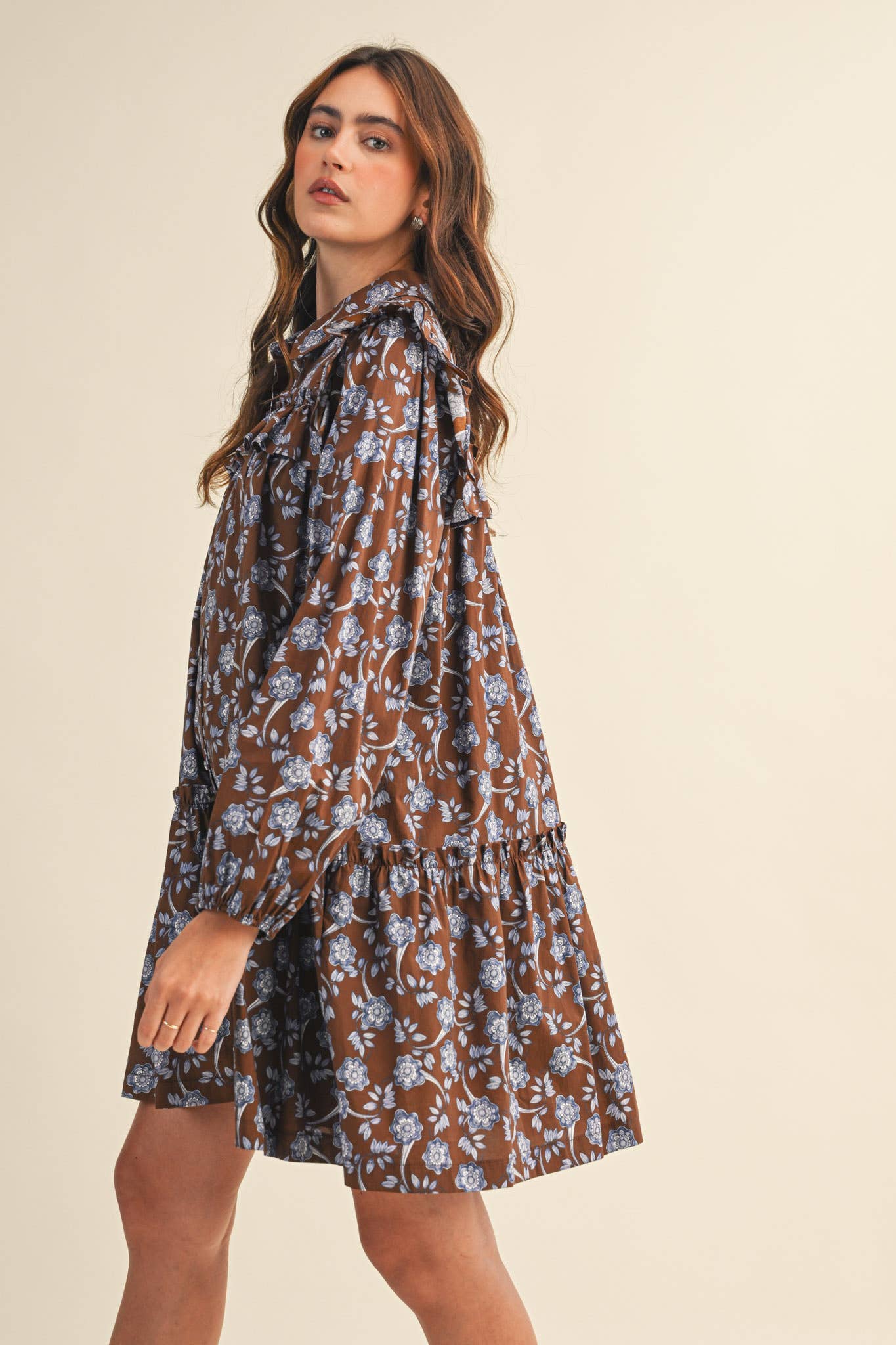 Ruffle Trim Mini Dress