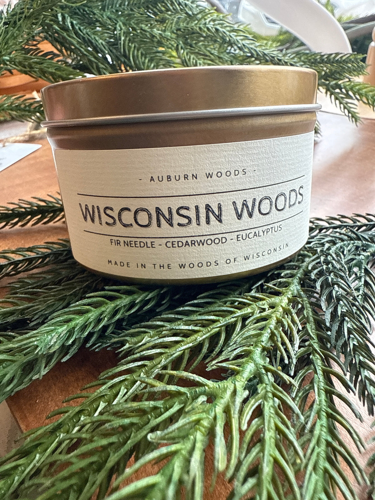 Auburn Woods GOLD Candle Tin