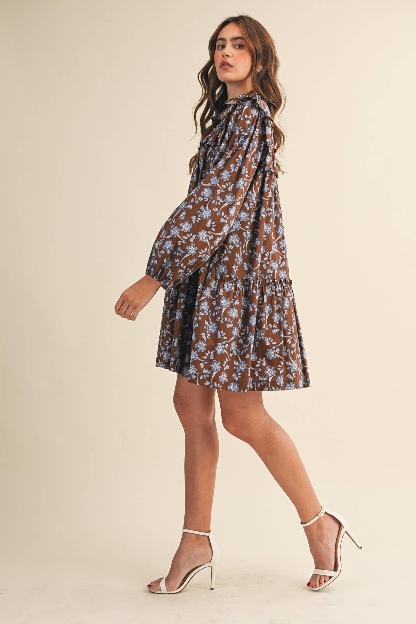 Ruffle Trim Mini Dress