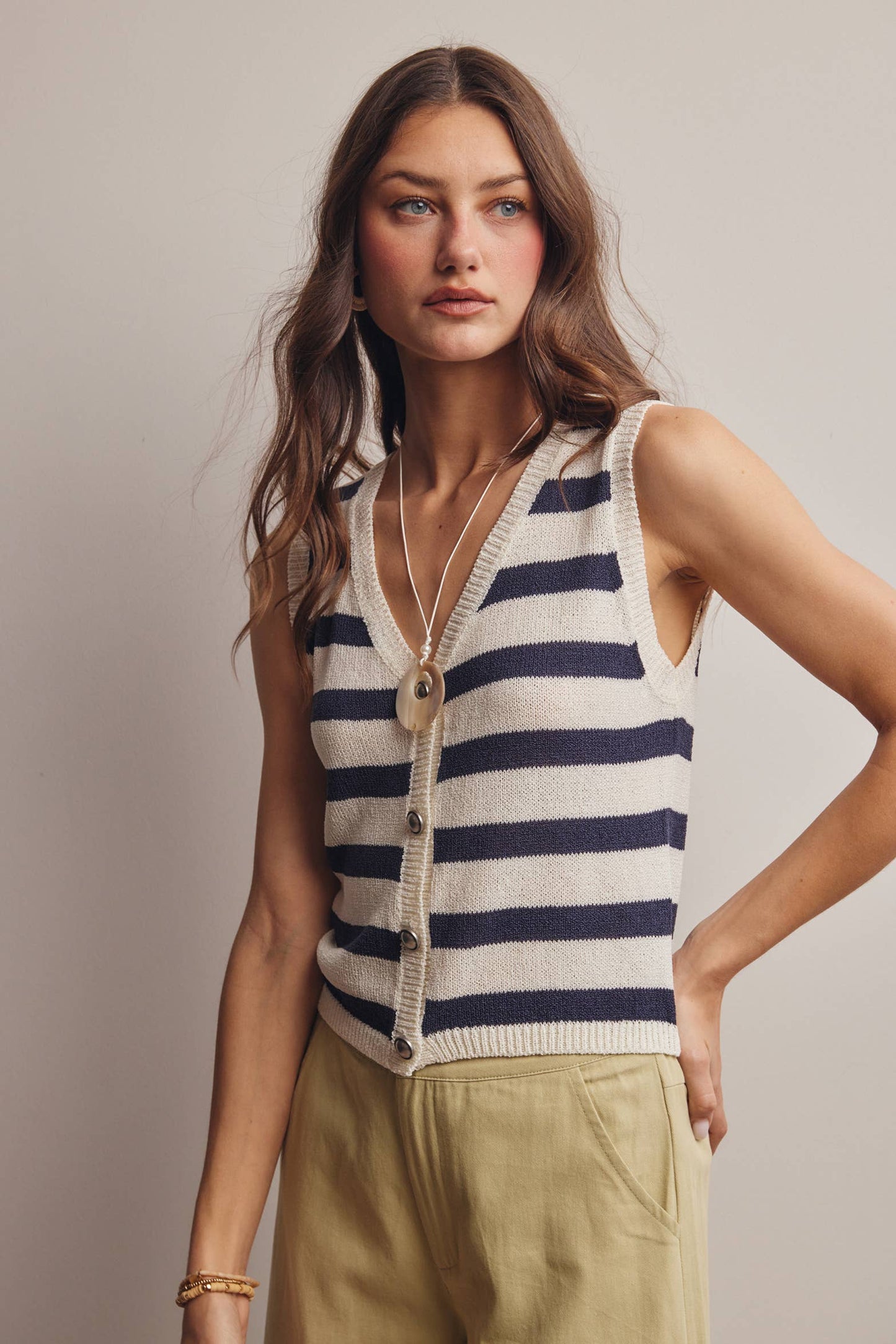 Striped Knit Vest Top