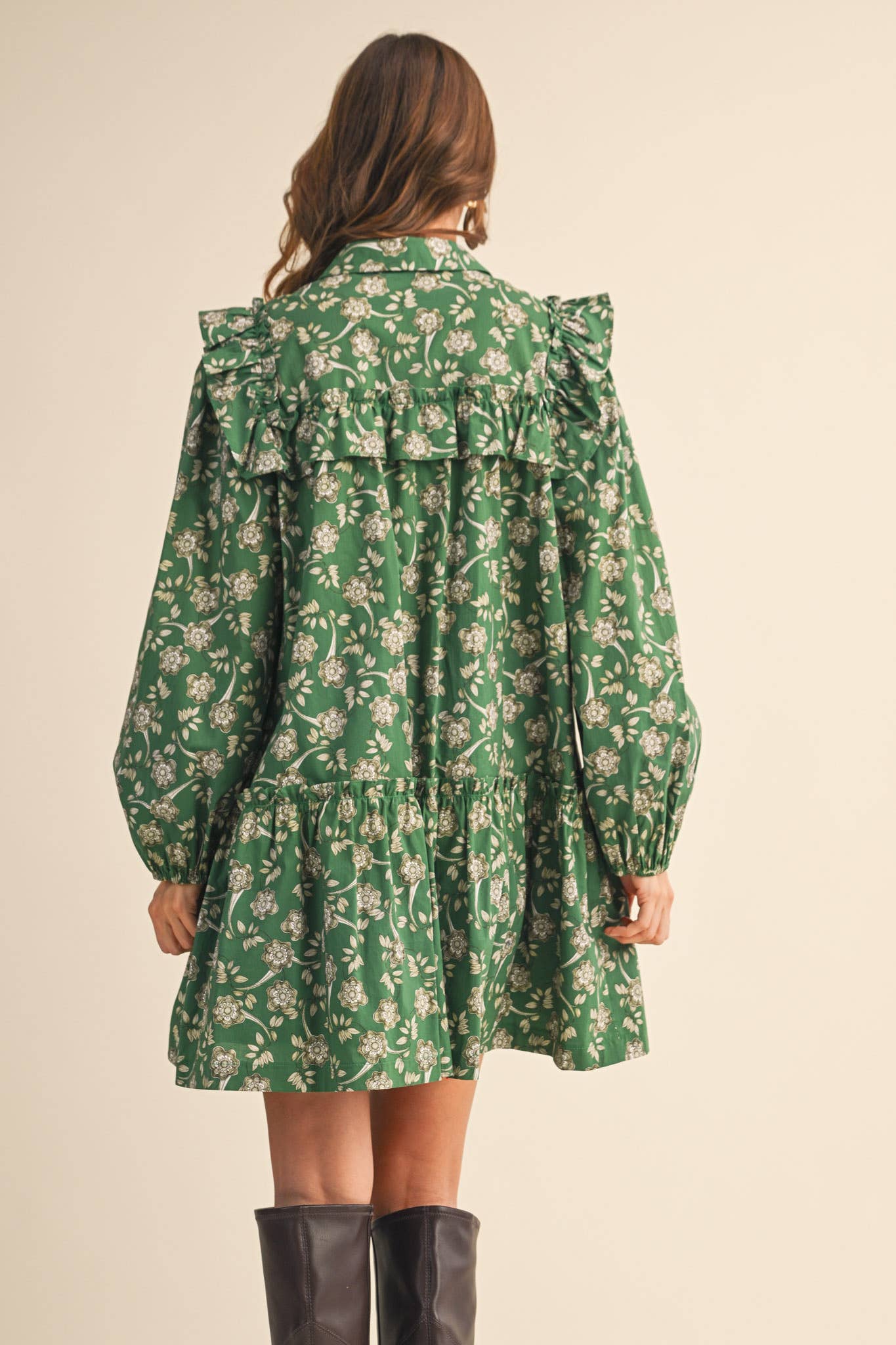 Ruffle Trim Mini Dress