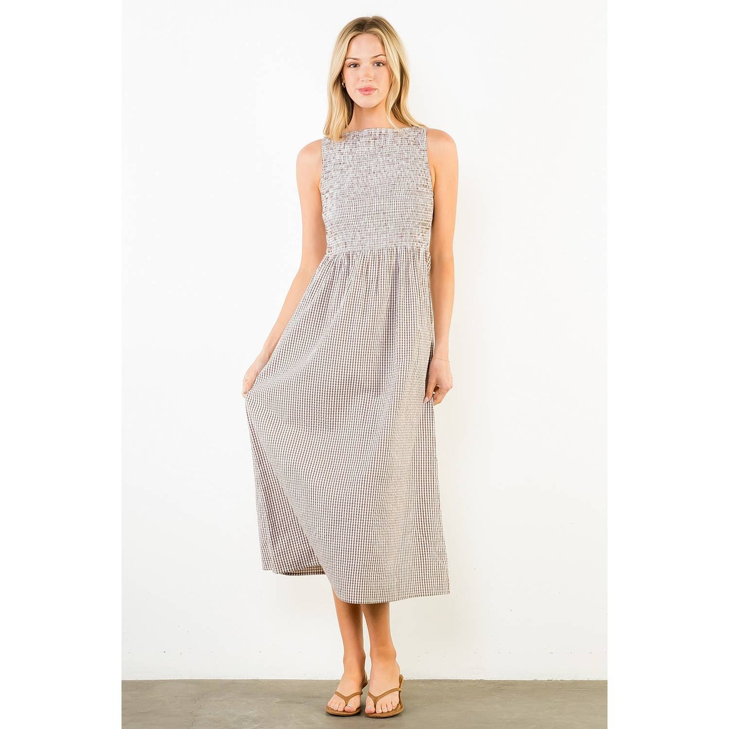 Smocked Gingham Dress