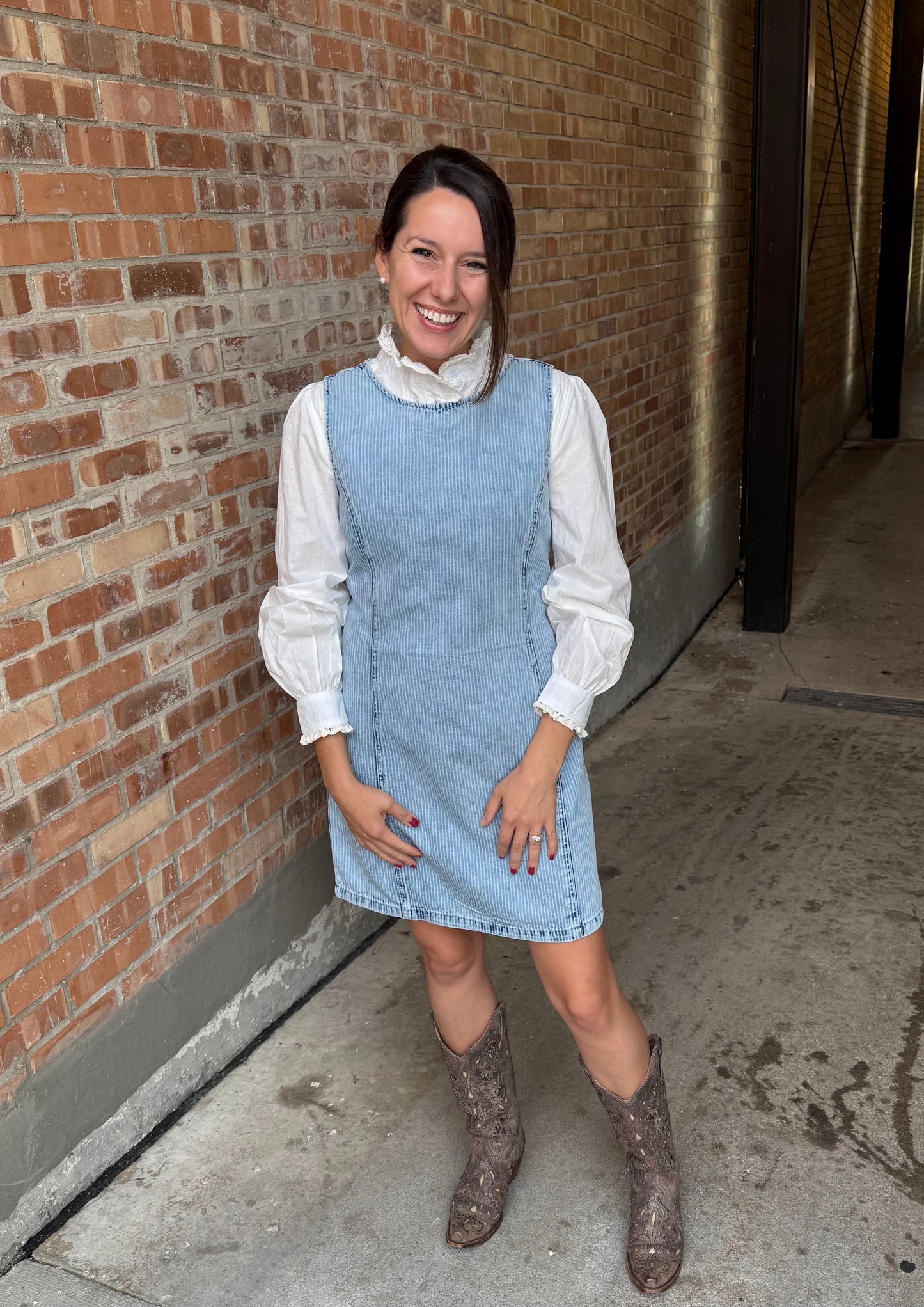 Denim Striped Jumper Dress