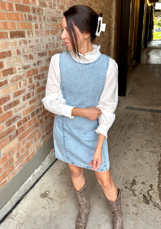 Denim Striped Jumper Dress