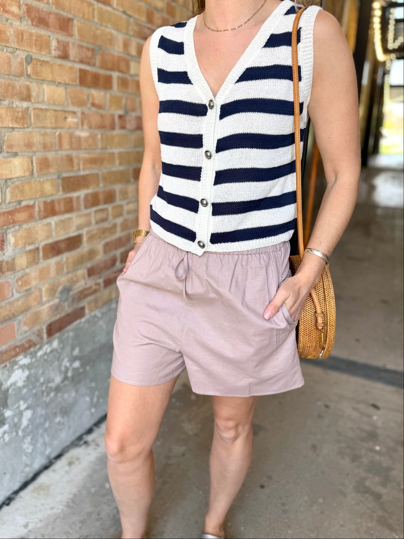 Drawstring Cotton Linen Shorts