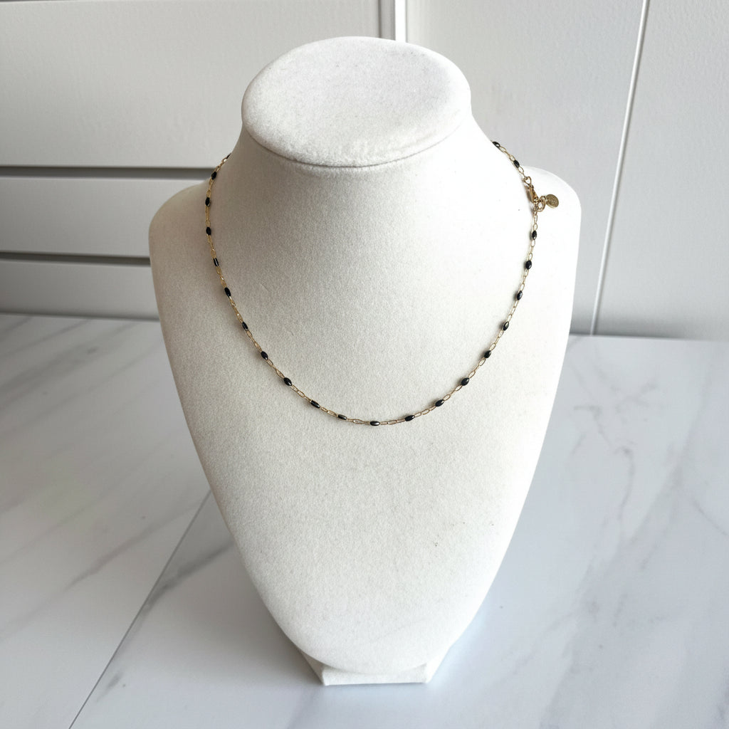 Spreading Sonshine Black Enamel Gold Necklace