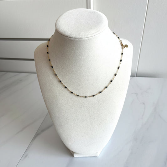 Spreading Sonshine Black Enamel Gold Necklace