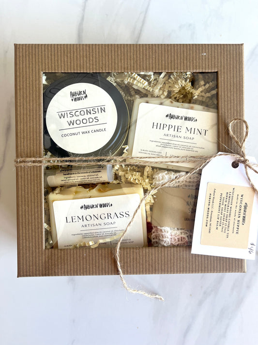 Auburn Woods gift- Wisconsin Hippie- Candle Tin & 2 Soaps