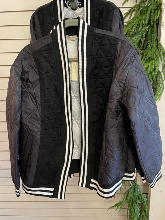 Sporty Quilted Bomber Jacket